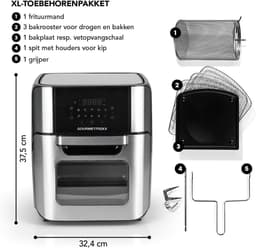 RFWR® Digitale Heteluchtfriteuse 12L | XXL Roestvrijstalen Oven met 10 Programma's | Energiezuinig & Vetarm Frituren — thumbnail 5