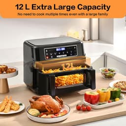 RFWR® Dubbele kamer heteluchtfriteuse 12 liter - 2600 W, 8-in-1 airfryer met touchscreen — thumbnail 3