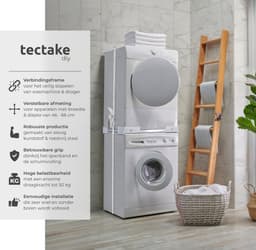 tectake® Tussenstuk Wasmachine en Droger - Verbindingsframe - Universele Wasmachine Stapelkit - Verbindingsset voor Wasdroger met Schuimrubberkussens - Verstelbaar Tussenstuk - Inclusief Spanband — thumbnail 2