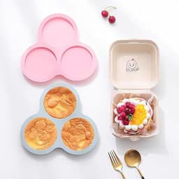 Eierpan Voor Air Fryer - Siliconen Muffin Tray - 2 Stuks Accessoires Met 3 Holte - Non Stick Pannenkoek Pan - Gebakken Ei Pan Voor Bakken en Koken — thumbnail 4