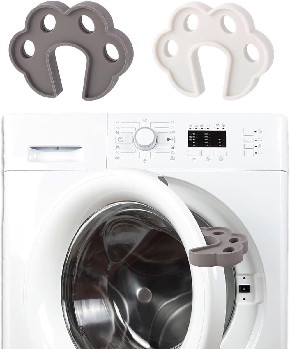 VT Goods - Wasmachine Deurstopper - Siliconen Deur Prop - Goede Ventilatie - Wit en Grijs - Ondersteuning voor Wasmachine en Droger - 2 Stuks — afbeelding 1
