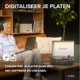 Retro platenspeler met platenkoffer - Audizio RP116BK - Platenspeler Bluetooth - Met speakers - Zwart — thumbnail 5
