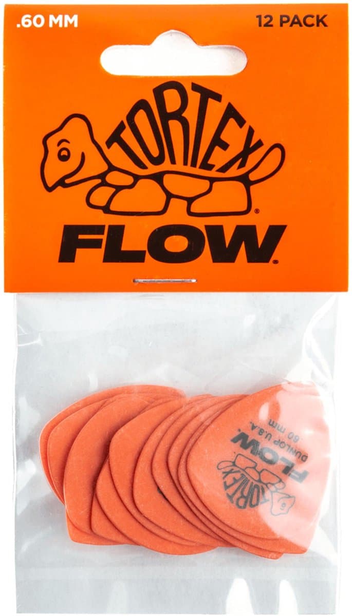 Jim Dunlop Tortex - Plectrums - Flow - 0,60 mm Oranje - Player's Pack 12 Stuks — afbeelding 1