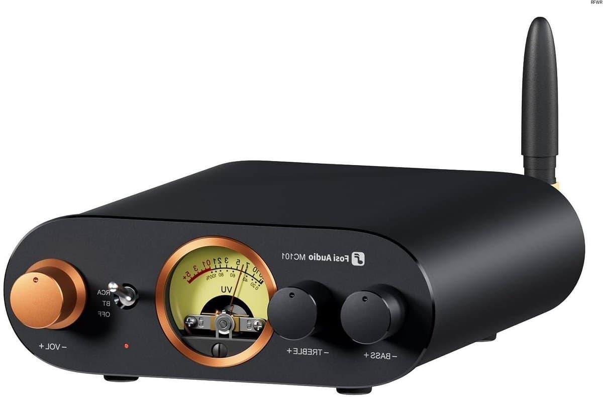 RFWR® Bluetooth Stereoversterker Mini Amp met VU Meter voor Passieve Luidsprekers - HiFi Ontvanger — afbeelding 1