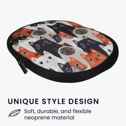 kwmobile hoes geschikt voor Sony WH-CH520 / WH-CH510 / MDR-ZX110 - 21,5 x 16 cm - Beschermhoes voor headset in Katten design - Van neopreen - Met print — thumbnail 4