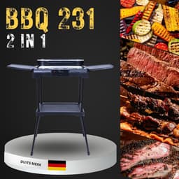 Sommertal BBQ231 elektrische grill | Balkon grill | 2200 W | Camping grill | 2-in-1 tafelgrill met standaard | Traploze temperatuurregeling | Opbergruimte | Snelle opwarming | Windbescherming — thumbnail 3