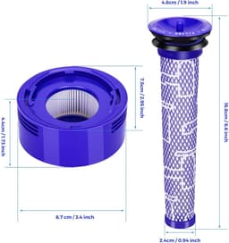 3X Dyson V8-filter - wasbaar en herbruikbaar met dubbellaagse siliconen afdichting voor V7/V8 Animal - absoluut, volledig schoon - voor huishoudens of mensen met allergieën — thumbnail 3