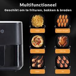 Airfryer 5.5L met Touchscreen – 1500W – 9 Programma’s – Timer & Eigen Instellingen – Heteluchtfriteuse - 80ºC-200ºC – Zwart — thumbnail 4