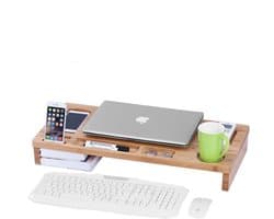 Monitor - Laptop beeldscherm verhoger & Bureau organizer - Monitorstandaard - Bamboe hout - Monitorverhoger standaard
