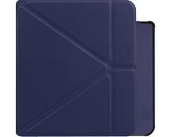 Hoes Geschikt voor Kobo Libra H2O Hoesje Bookcase Cover Book Case Hoes Sleepcover Trifold - Donkerblauw