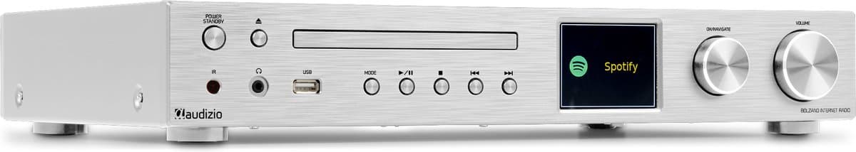 Audizio Bolzano Internetradio met DAB+ en FM - Met CD speler, Bluetooth en Spotify Connect - Zilver — afbeelding 1