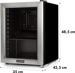 Klarstein Minibar Harlem Drankkoelkast - Mini koelkast - Compressiekoeling - 23 Liter inhoud - 5 Koelstanden: 0 - 10 °C - Energie-efficiëntieklasse E - Gering Bedrijfsgeluid: 39 dB - LED Verlichting - Glazen deur - Roestvrij Staal — thumbnail 6