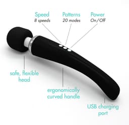 Sensual-U Elegance Curve - Fluisterstille Vibrator - Wand massager voor Clitorale stimulatie – Seksspeeltje met 8 snelheden en 20 standen – Zwart — thumbnail 4