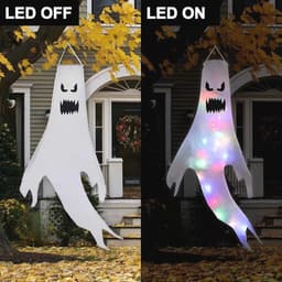 Halloween windzakken met gekleurde LED verlichting - Spooktuindecoratie voor binnen en buiten — thumbnail 4