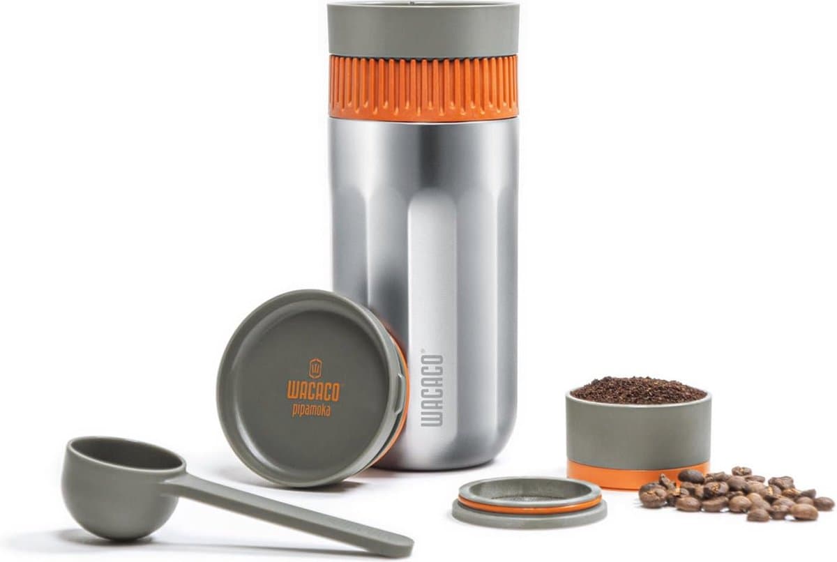 Draagbaar Alles-in-één Koffiezetapparaat met Vacuümdruk, Handmatige Koffiemachine voor Reizen, Geïsoleerde Koffiemok, Snelle Extractie, Roestvrijstalen Thermobeker — afbeelding 1