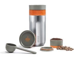 Draagbaar Alles-in-één Koffiezetapparaat met Vacuümdruk, Handmatige Koffiemachine voor Reizen, Geïsoleerde Koffiemok, Snelle Extractie, Roestvrijstalen Thermobeker