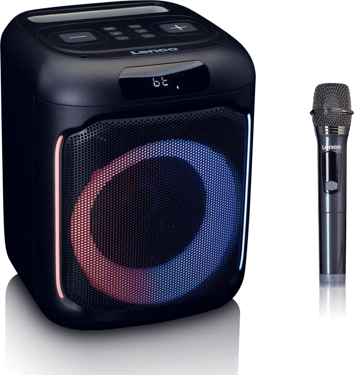 Lenco Bluetooth Speaker - Draadloze Party Speaker met Verlichting en Microfoon - PA-101BK - Zwart — afbeelding 1
