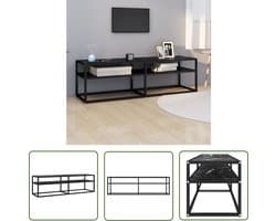 vidaXL Tv Meubilair - Televisie Kast - Tv-meubel 140x40x40,5 cm gehard glas zwartmarmerkleurig - Tv Stand - Mediabox - Entertainment Center