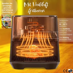 XXL Heteluchtfriteuse 5,5L | Roestvrij staal, Touch Display, 8 Programma's | Vetvrij Frituren en Bakken — thumbnail 8