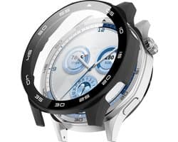 Strap-it Hard PC bescherm hoesje - case met screen protector van glas geschikt voor Huawei Watch GT 5 - 46mm (zwart)
