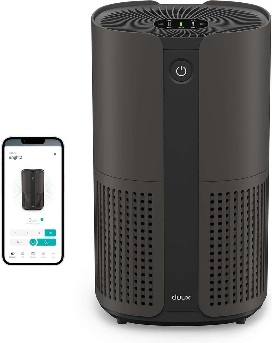 Duux Bright 2 Smart Luchtreiniger - 210 CADR geschikt voor 42m² - Air Purifier met Luchtkwaliteitsindicator en Ionisator - Zwart — afbeelding 1