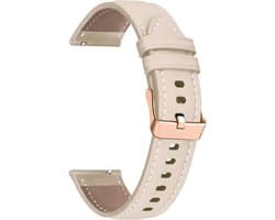 Strap-it 18mm echt leren smartwatch bandje voor horloge / smartwatch o.a. Huawei Watch GT 4 - 41mm - GT 5 - 41mm / GT 5 Pro - 42mm - Fossil Gen 5e - 42mm / Gen 6 - 42mm - Withings ScanWatch Light / ScanWatch 2 - 38mm / Steel HR - 36mm (beige)