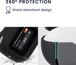 kwmobile cover voor oordopjes case - geschikt voor JBL Live Flex 3 / Live Buds 3 / Live Beam 3 - Trendy beschermhoes draadloze oordopjes in zwart — thumbnail 5