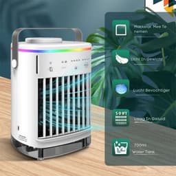 Portable Mini Airco - Air Cooler Met Verlichting - Energiezuinig - Airco Zonder Afvoerslang - Luchtkoeler - Nachtmodus - Draagbare Luchtkoeler — thumbnail 4