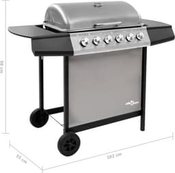 vidaXL Gasbarbecue met 6 branders zwart en zilverkleurig — thumbnail 4