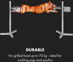 Klarstein Rotisserie Grill Met Motor, Elektrische Grill Met Draaiend Spit, Grote Spitgrill Voor Kip & Speenvarken, In Hoogte Verstelbare Grill Met Motor, Spitgrill Met Roestvrijstalen Poten — thumbnail 5