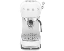SMEG ECF02WHEU Handmatige Espressomachine - Pistonmachine - 15 Bar - Thermoblock - Stoompijp - Geschikt voor Gemalen Koffie & E.S.E. Pads - '50s Style - Wit