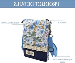 Mini-crossbody tas voor mobiele telefoon met verstelbare schouderriem, katoen, ideaal voor winkelen, vergaderingen en wandelen - blauw — thumbnail 4