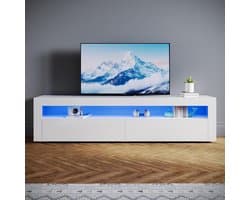 Tv-kast - Televisiemeubel - Woonkamer Entertainment - Met ledverlichting - 180 cm breed - Hoogglans wit