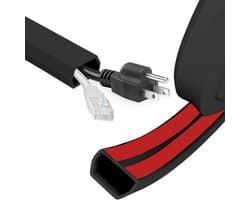Flexibele Zelfklevende Kabelgoot 2 m PVC Kabelbescherming voor 2-4 Kabels Vloerbedekking voor Thuis, Kantoor, School en Magazijn (Zwart)