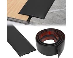 Zelfklevend T-profiel voor vloerovergangen - Vloerhoogtecompensatie en afdekstrip voor laminaatvloeren (zwart, 2 meter)