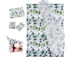 100 Vellen Inpakpapier 50x35cm Bohemian Groene Inpakpapier met Lente Bladeren voor Feestjes, Verjaardagen en Creatieve Projecten