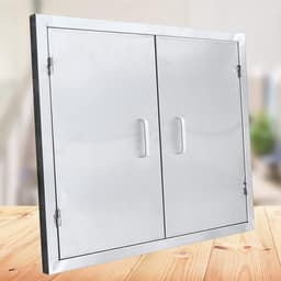 Buitenkeukendeur - BBQ deur - Buiten koken - 304 RVS materiaal - 60 x 70 cm - Zilverkleurig — thumbnail 3
