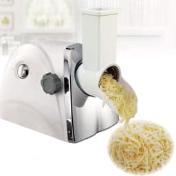 Elektrische Kaasrasp - Groente Versnipperaar - Snel Ingrediënten Raspen - 3 Roestvrijstalen Trommels - 300W Vermogen - Zilver Grijs — thumbnail 1