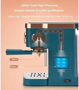 Halfautomaat Koffiezetapparaat - Espressomachine Stoomfunctie - Cappuccino Latte Maken - 20 Bar Druk - 1.2 Liter Reservoir - Groen — thumbnail 5