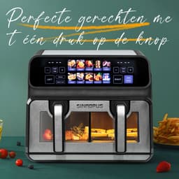 Jensaro Airfryer Dubbele Mand 9L XXL - 2200W Heteluchtfriteuse - 2x4,5L - LED Touchscreen - 10 Programma’s - Olievrij Frituren — thumbnail 5