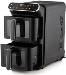 Verticale Dubbele Airfryer - Luchtfriteuse Torenmodel - Gelijk Koken - Ruimtebesparend Ontwerp - 11 Liter - Zwart — thumbnail 5