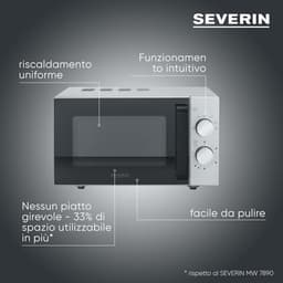 Magnetron met Glazen Bodem - Oven zonder Draaiplateau - Snel Eten Opwarmen - Gelijkmatige Verwarming - 20 Liter - Zwart/RVS Mat — thumbnail 2
