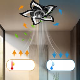 Slimme Plafondventilator met LED Lamp - 50W Energiezuinige Plafondlamp - Bediening via Afstandsbediening én App - Met Instelbare Windsnelheden-Zwart — thumbnail 3