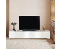 Tv-kast - Lage kast dressoir - Woonkamer meubel - Voor tv tot 80 inch - 180x33x30cm - Wit