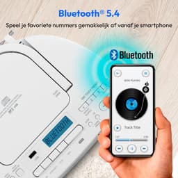 MEDION DRX-1 Plus Boombox (draagbare DAB+ & FM-radio, Bluetooth, cd-speler, MP3, cassette, hoofdtelefoonaansluiting, stereo, AUX, netstroom & batterijen) wit — thumbnail 2