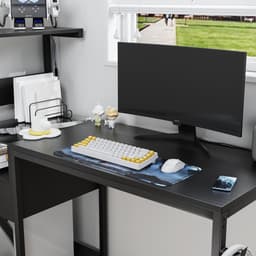 Bureau - Game Bureau - Computerbureau met stopcontact en opbergplanken - Tafel met USB-poorten en oplaadstation - Zwart - Computertafel — thumbnail 5