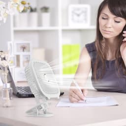 Bureauventilator - Tafelventilator USB - Ruimte Koelen - 4-in-1 met LED - 10.6x19.4x10.6 cm - Wit — thumbnail 2