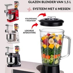 Keukenmachine - Keukenrobot Mixer - Bakken en Koken - Geïntegreerde Weegschaal - 8 Liter Kom - Zwart — thumbnail 2