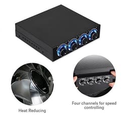 PC Fan Speed Controller, 4 Kanaals Koellichaam Controller voor Computer met Blauwe LED — thumbnail 4