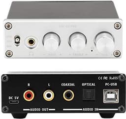 Glasvezel/Coax + PC USB Ingang DAC Decoder, met Hoofdtelefoonversterker Audio Decodering Ondersteuning voor 3.5mm Hoofdtelefoon (Zilver) — thumbnail 5